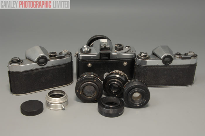 Three Pentacon Praktica Manual SLR Cameras - All Broken. Graded: AS-IS [#10326] - Image 2