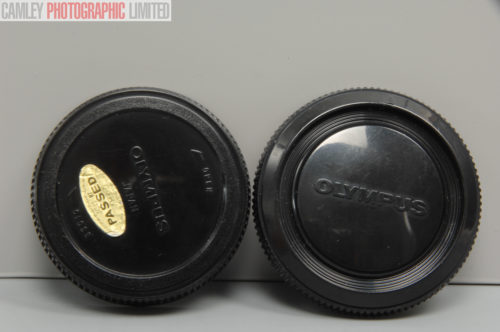 Olympus OM Camera Caps. Pair of Rear Lens & Body Cap. Graded: EXC [#10494]