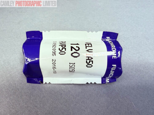 Fujichrome Velvia 50 120 Slide Roll Film. Expired 10/16. Graded: AS-IS [#11988]