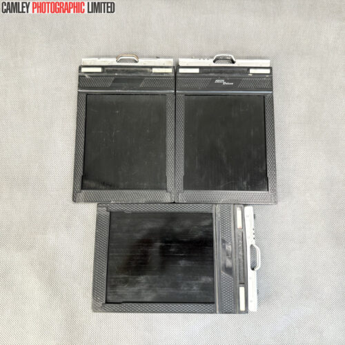 Set of THREE Fidlelity Deluxe 4x5 Cut Film Holders. Graded: EXC- [#20167]